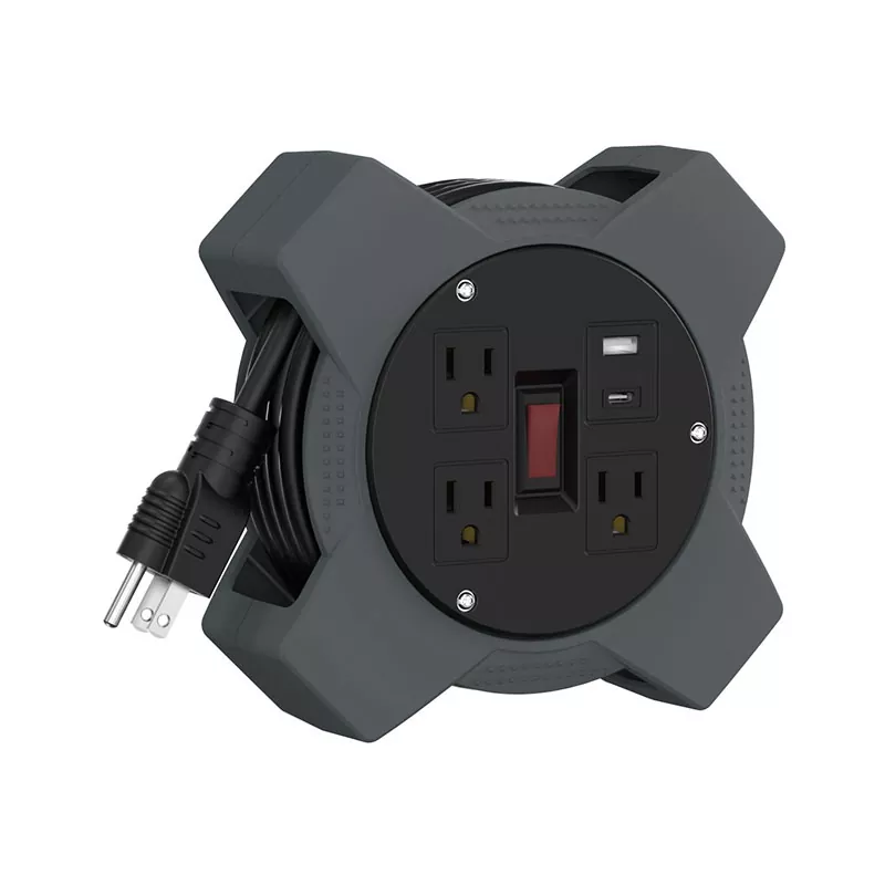 3 εξόδους Usb Πλαστικό καρούλι καλωδίου 20 πόδια